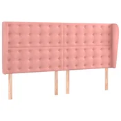 Vidaxl Vzglavje z ušesi roza 203x23x118/128 cm žamet