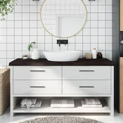 Vidaxl vidaXL Kopalniški pult temno rjave barve 160x60x(2-6) cm masiven les