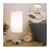 Brilagi - Stona lampa sa USB prikljuckom TABLON 1xE27/25W/230V bež/bela