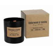 eoshop Sveča v kozarcu CEDROVINA VANILIJA dišeči leseni stenj 190g