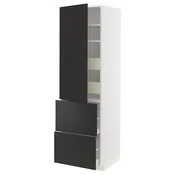 METOD / MAXIMERA Vis.el. s polic/4fiok/vrat/2front, bela/Nickebo boja antracita, mat, 60x60x200 cm