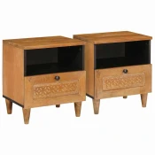 Vidaxl Nočna omarica s predalom 2 pcs Svetlo rjava 40 x 33 x 46 cm
