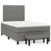 Box spring postelja z vzmetnico temno siva 120x190 cm blago