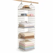 Viseci organizator za garderobu, bež, 29×29×128 cm