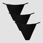 Ženske spodnjice G-string s srednje visokim pasom MP (pakiranje s 3 kosi) – črna - S - Črna