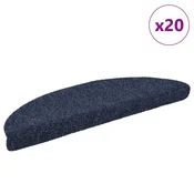 Vidaxl Preproge za stopnice samolepilne 20 kosov 56x17x3 cm modre polkrožne