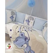 Bubamara037 Set posteljine za krevetac sa ogradicom od jastuka Meda, Svetloplavi