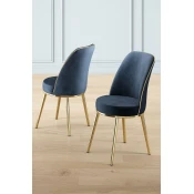 Hanah Home Set stolica Pefa, 45x91x42 cm, 4 komada, Antracit-zlatne boje