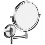 Stensko kozmetično ogledalo, dia. 140 mm, obojestransko, krom - Krom - 180x250x360 mm - Sapho - 24 - Iz nerjavečega jekla - Kozmetično ogledalo - Krožni - 180 - 250 - 360 - 14