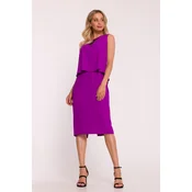 Stylove Womans Elegant dress with a double-layered top and lace insert - lavender