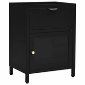 Nocni ormaric crni 40 x 30 x 54,5 cm od celika i stakla