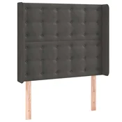 Vidaxl Vzglavje z ušesi temno sivo 93x16x118/128 cm žamet