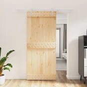 vidaXL Drsna vrata Naravna in bela 90 x 210 cm Masiven borov les