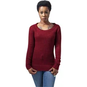 Womens sweater with a long wide neckline burgundy color