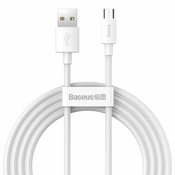 Kabel Baseus Simple Wisdom Data Cable Kit USB to Micro 2.1A (2PCS/Set) 1.5m White (6953156203334)