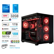 Računalnik MEGA MT S5 i7-12700K/RTX5070/32GB/1TB-4.0/750W/Brez OS/črna RGB + Estetski napajalni kabli [Rdeča/Črna)