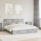 Krevet s od storage s uzglavljem Betonski sivi 200 x 200 cm