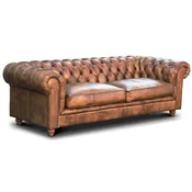 Casa Padrino luxury Chesterfield leather sofa vintage brown 240 x 100 x H. 80 cm - Genuine leather living room sofa - Living room furniture - Luxury Chesterfield furniture - Luxury furnishings