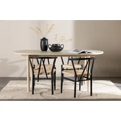 Venture Design Jedilna miza in stol komplet Andy jedilna miza z Alfons stoli 180x90x75 cm beljen les