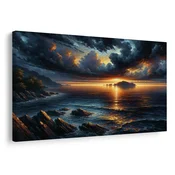 Slika dramatičen sončni zahod nad morjem - 40x30