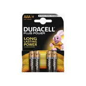 Duracell alkalne baterije Plus Power MN2400B4 AAA, 4 kosi