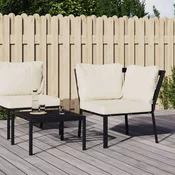 Vrtna stolica s jastucima boje pijeska 76 x 76 x 79 cm celicna