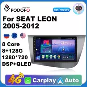 PODOFO Car Android CarPlay Radio Multimedia Player For SEAT LEON 2005-2012 2 Din Autoradio Video AI Voice 4G WiFi