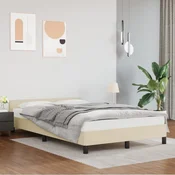 shumee vidaXL Posteljni okvir z vzglavjem brez vzmetnice, kremne barve, 120x200 cm