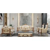 Casa Padrino luxury baroque living room set white/beige/gold - 2 Baroque Sofas & 2 Baroque Armchairs & 1 Baroque Coffee Table - Luxury furniture in baroque style - Baroque furniture