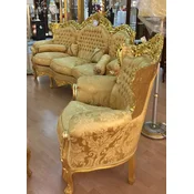 Casa Padrino luxury baroque living room set gold pattern/gold - 1 Baroque Sofa & 2 Baroque Armchairs - Luxury living room furniture in baroque style - Baroque furniture