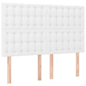Vidaxl Vzglavje postelje belo 144x5x118/128 cm umetno usnje