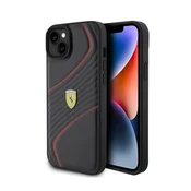 Ferrari Ovitek za iPhone 15 Plus z logotipom Ferrari Twist Metal - črn