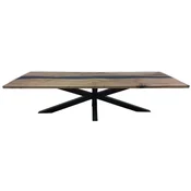 Casa Padrino Luxury Solid Wood Dining Table Natural/Black 240 x 100 x H. 78 cm - Rectangular Kitchen Table - Dining Room Furniture - Solid Wood Furniture - Luxury Furniture