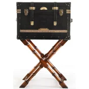 Casa Padrino luxury leather minibar in suitcase look black/brown/brass 62 x 42 x H. 99 cm - Minibar with genuine leather - Bar furniture - Luxury furniture in suitcase look