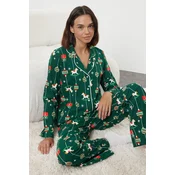 Trendyol Green New Years Jersey Knitted Pajama Set