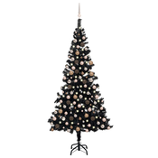 Vidaxl Umetna osvetljena novoletna jelka z bunkicami črna 240 cm PVC