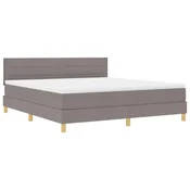 Vidaxl LED Box Spring Postelja z LED trakami Taupe 180 x 200 cm blago