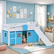Homestyle4U Pograd za otroke, 207,5x110x217,5 cm, bela, modra