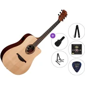 LAG Tramontane T70DCE Premium SET Natural Satin Elektroakustična dreadnought