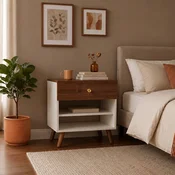 Hanah Home nocni ormaric Koko, 60 cm, beli / orah