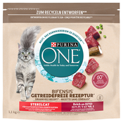 Purina ONE Grain Free Sterilized s govedinom - 3 x 1,1 kg