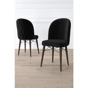 Hanah Home set trpezarijskih stolica Bika 6 kom, crna tkanina Babyface, drvene noge boje oraha