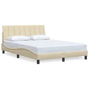 Vidaxl Posteljni okvir brez vzmetnice Hanko krem 140x190 cm blago