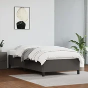 shumee vidaXL Posteljni okvir siv 90x200 cm umetno usnje