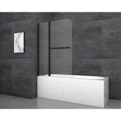 Aurlane Zložljiva stena za kopalno kad Black Comfort 2 črna mat 100 cm x 140 cm