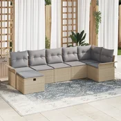 Sjedeća garnitura za vrt 7 kom. Poli ratan Crna 297,5 x 132,5 x 85 cm
