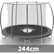 Baštenska trambolina 244cm Top Springen Sport Line SL244SIL sa unutrašnjom mrežicom i merdevinama u sivoj boji