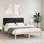 vidaXL Posteljni okvir z oblazinjenim vzglavjem Črna 140 x 200 cm