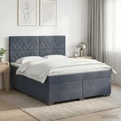 vidaXL Postelja boxspring z vzmetnico Temno siva 140 x 190 cm Žamet