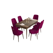 Hanah Home Set Trpezarijski sto i 6 stolica Are, Bordo-braon